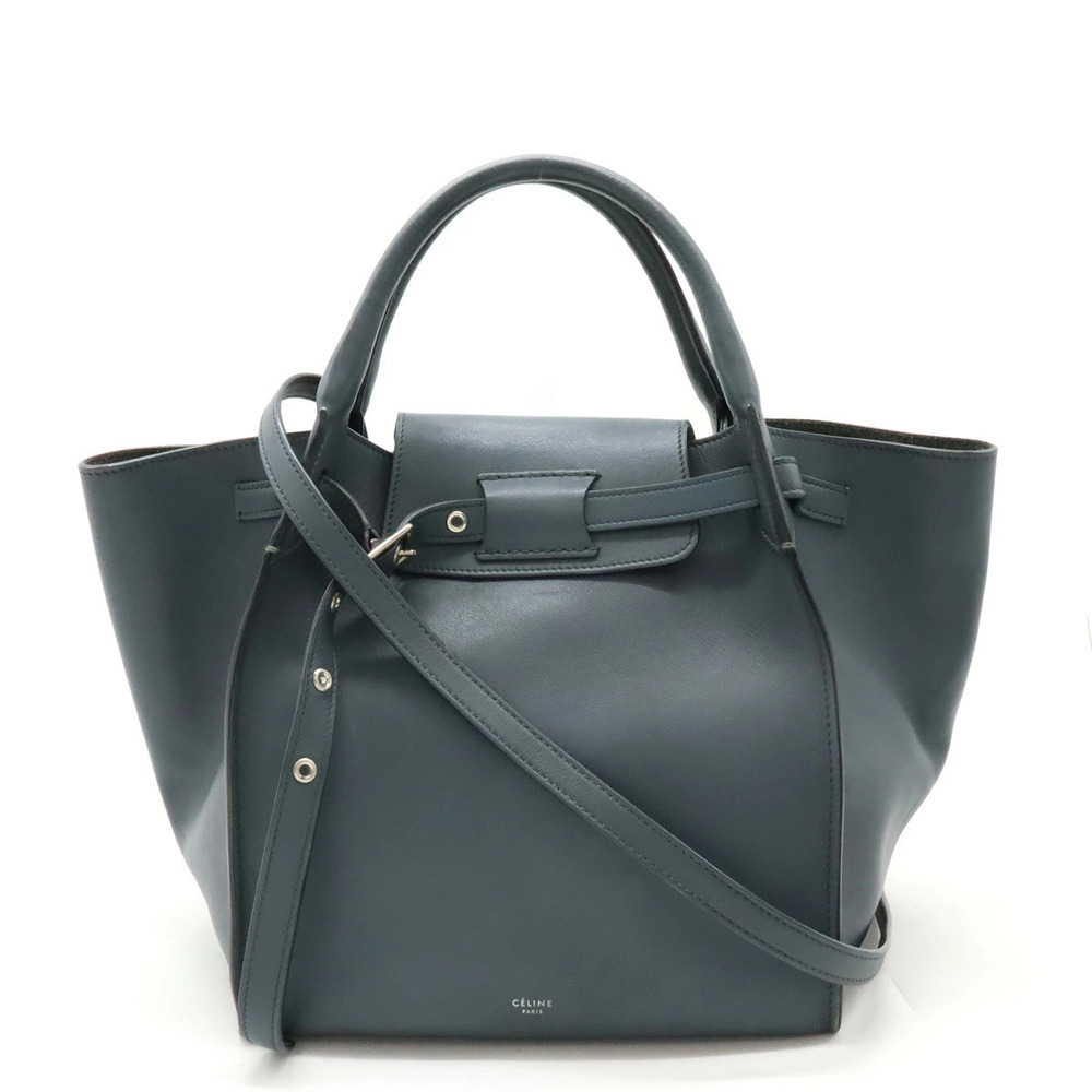 Celine Big Bag Handbag Shoulder Leather Blue Gray
